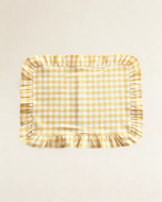 Hovedbilde Dekkebrikke Gingham gul