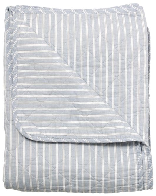 Hovedbilde Quilt gråblå striper 140x220