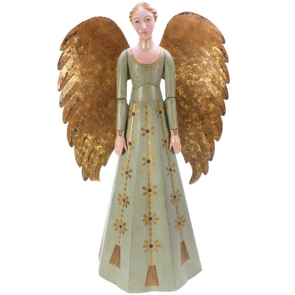 Engel grønn med gulldekor 70 cm