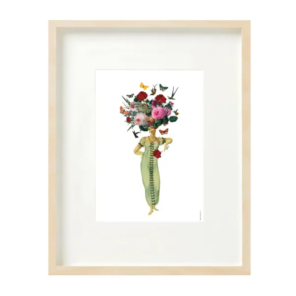Floral Lady Collage trykk A4 