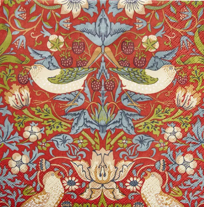 Hovedbilde Servietter Morris Strawberry Thief red Lunch