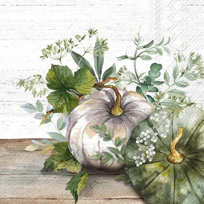 Hovedbilde Ihr Servietter Green And White Pumpkin Cream ...