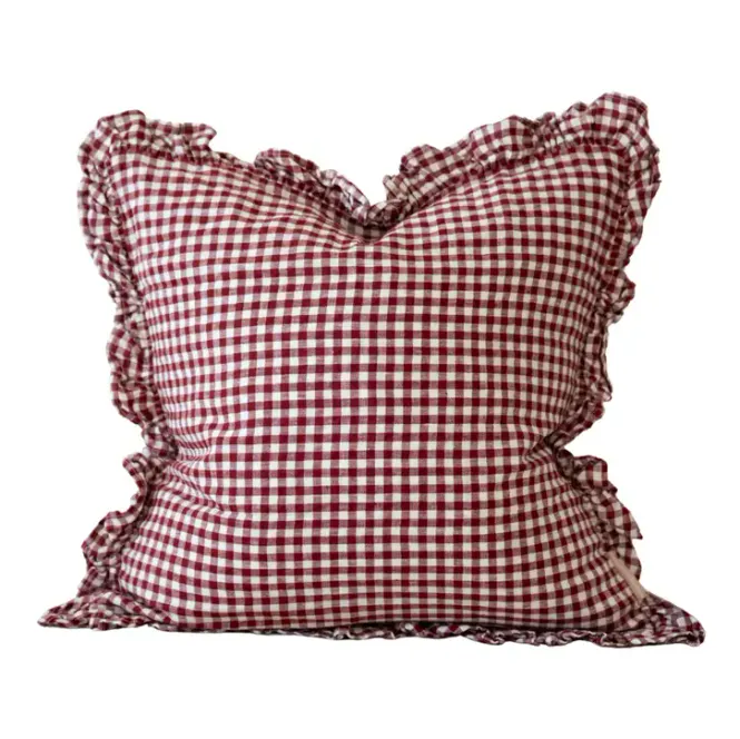 Hovedbilde Hallie Burgunder Gingham putetrekk 45x45