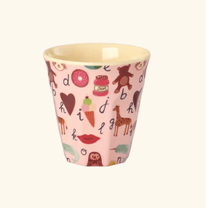 Hovedbilde Rice Melaminkopp Pink ABC Print S