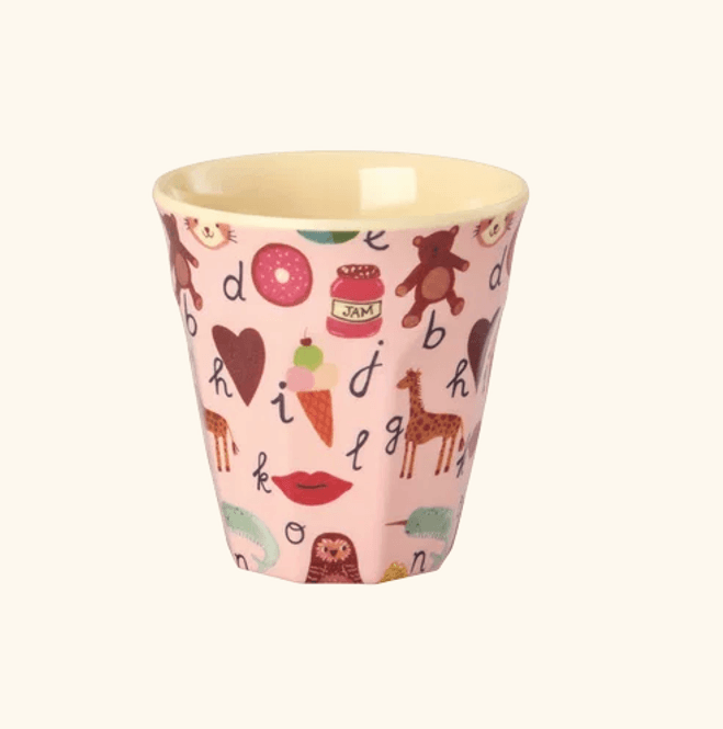 Hovedbilde Rice Melaminkopp Pink ABC Print S