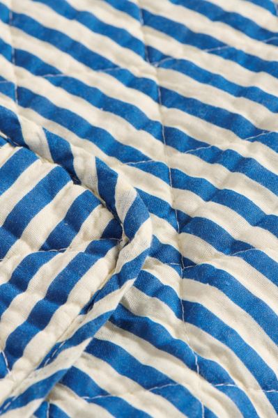 Ib Laursen quilt bl&aring; og brune striper